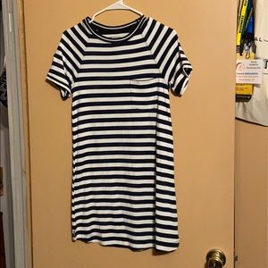 Navy and White Striped T Shirt Dress